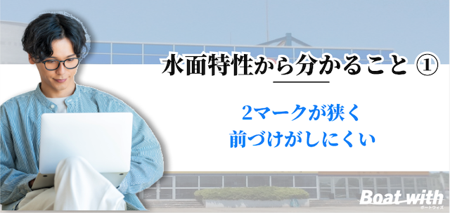 多摩川競艇は2マークが狭く前づけがしにくいことを紹介する画像