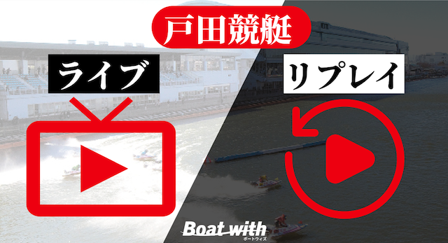 戸田競艇のライブ・リプレイのリンク先を紹介する画像