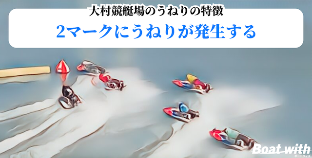 大村競艇は2マークにうねりが発生することを紹介する画像