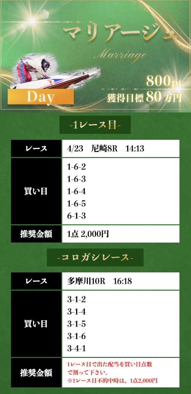 2025年4月23日尼崎8R→多摩川10Rの予想