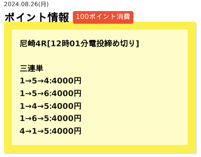 2024年8月26日尼崎4Rの予想