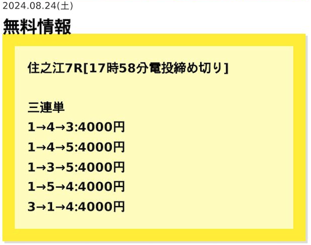 競艇サンダーバードの出走表