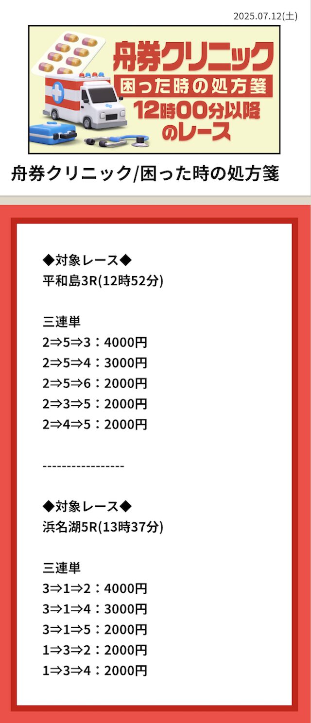 舟券クリニック/困ったときの処方箋の予想