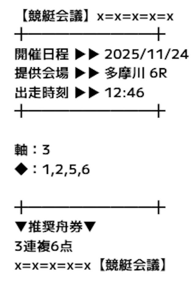 2025年11月24日の多摩川6Rの予想